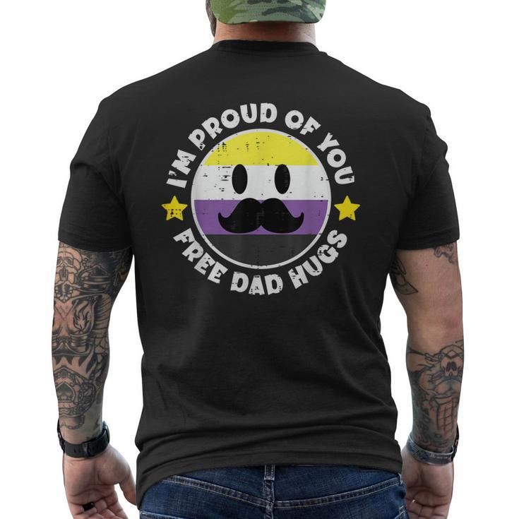 Nonbinary Mustache Im Proud Of You Free Dad Hugs Enby Men's T-shirt Back Print