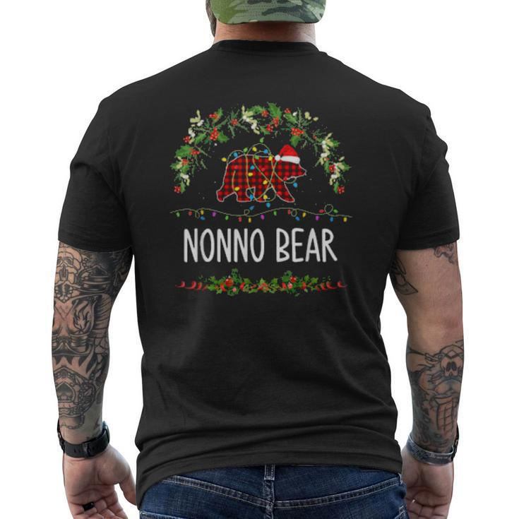 Nonno Bear Xmas Family Christmas Pajama Red Plaid Grandpa Mens Back Print T-shirt