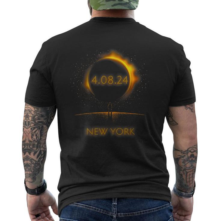 North America Solar Eclipse 40824 New York Souvenir Men's T-shirt Back Print