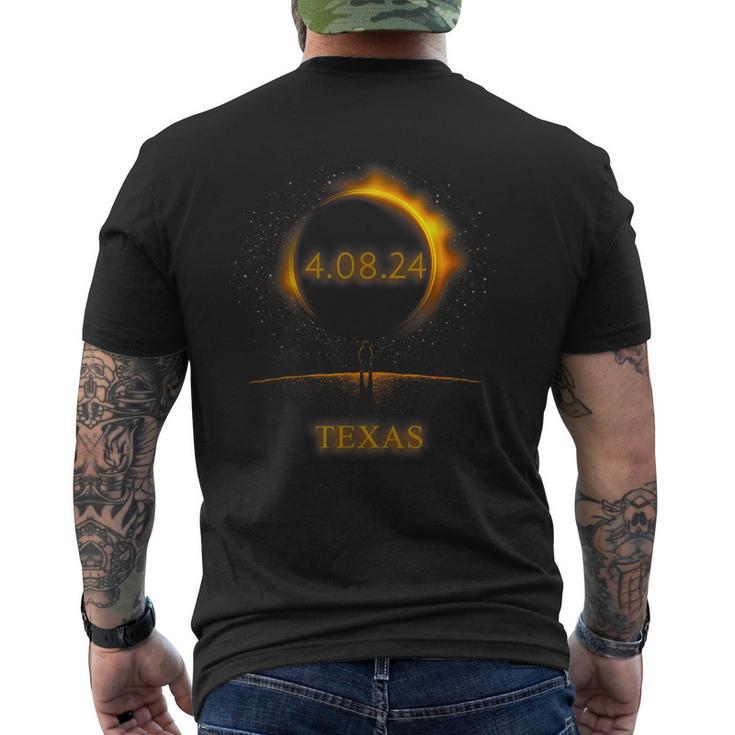 North America Solar Eclipse 40824 Texas Souvenir Men's T-shirt Back Print