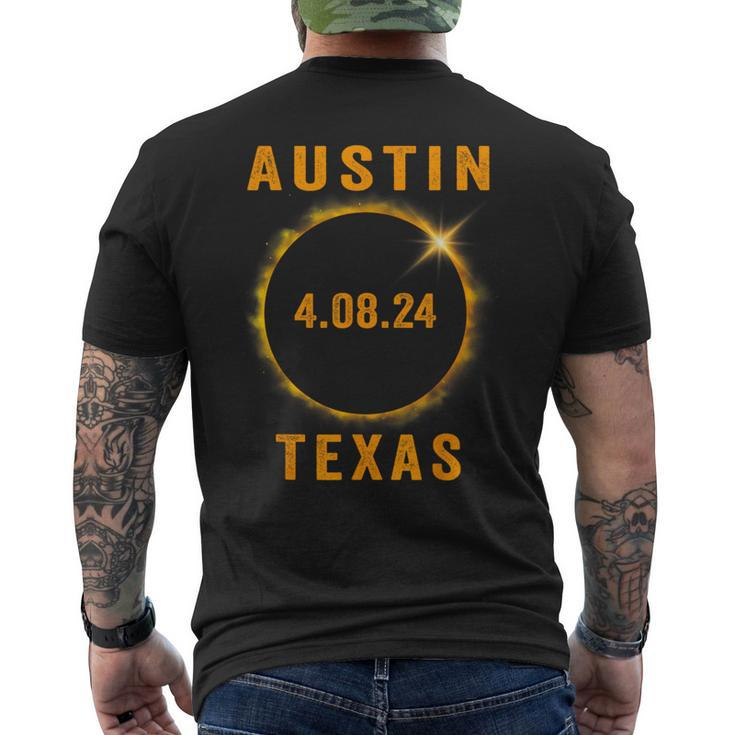 North America Total Solar Eclipse 2024 Austin Texas Souvenir Men's T-shirt Back Print