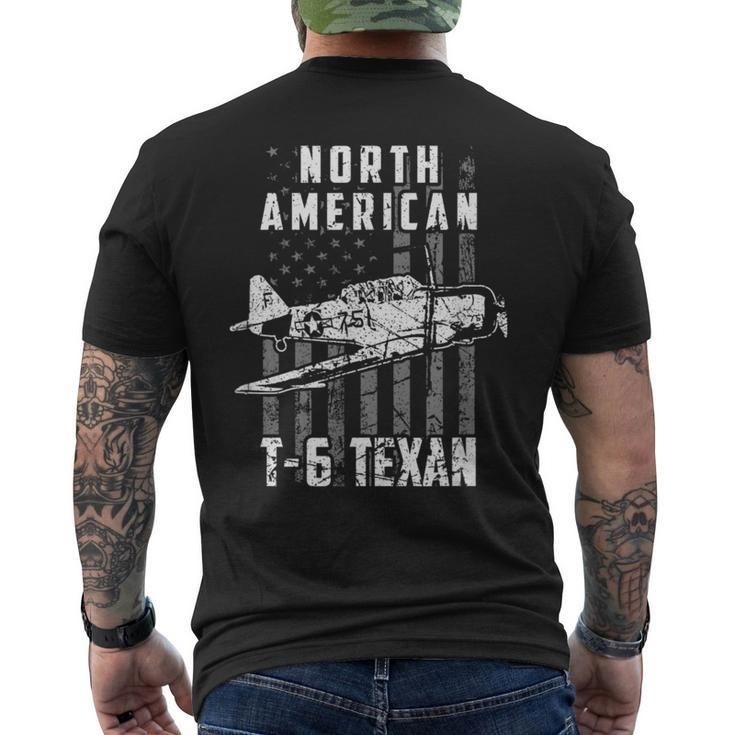 North American T-6 Texan Warbird Us Flag Vintage Aircraft Men's T-shirt Back Print