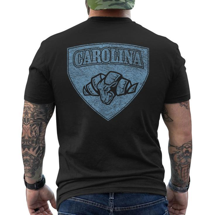 North Carolina Hero Emblem Distressed Blue Knockout Men's T-shirt Back Print