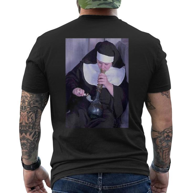 Nuns & Bongs Weed Drug Nun Smoking Nun Men's T-shirt Back Print