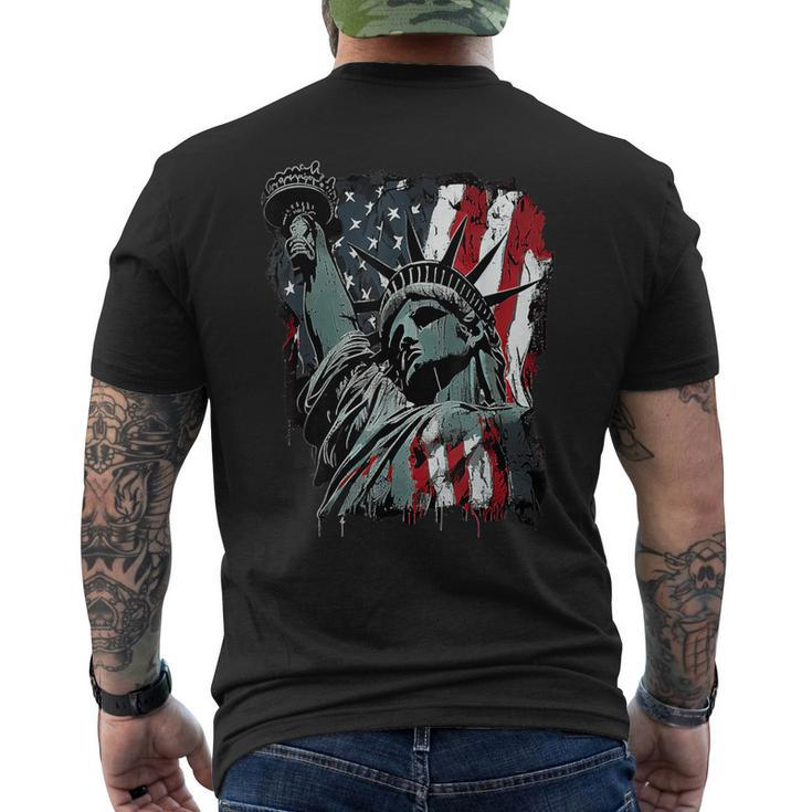 Nyc New York City Statue Of Liberty Usa Flag Graphic Men's T-shirt Back Print