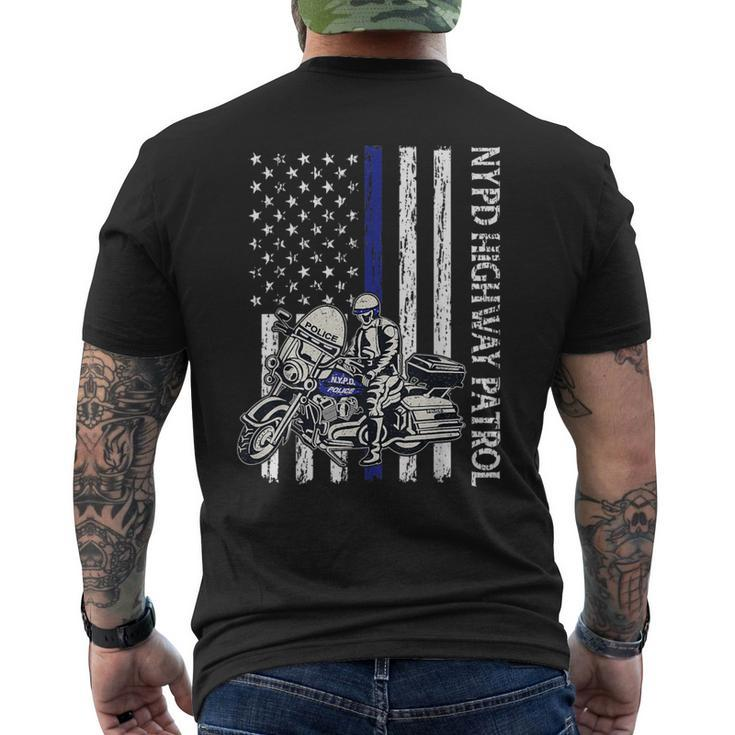 Nypd Highway Patrol Police Officer Law Enforcement Us Flag Men's T-shirt Back Print