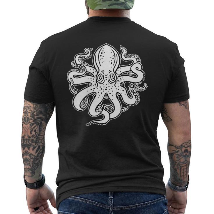 Octopus Old School Sailor Tattoo Clipper Ship And Swallows Men's T-shirt Back Print