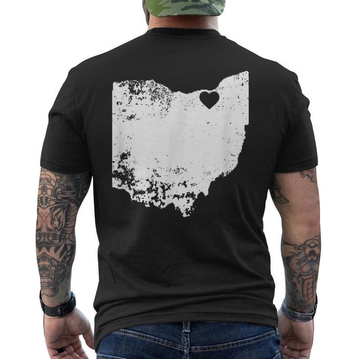 Ohio Love Cleveland Oh State Map Distressed Men's T-shirt Back Print