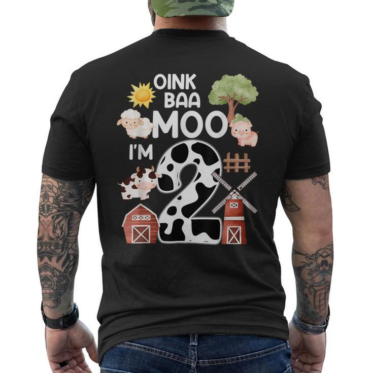 Oink Baa Moo I'm 2 Farm Theme Birthday 2 Year Old Party Men's T-shirt Back Print