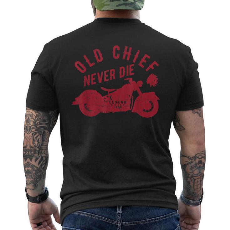 Old Chief Never Die Indian Vintage Motorcycle Men's T-shirt Back Print