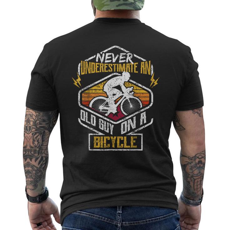 Old Man On A Bicycle  4 Cyclists Men's T-shirt Back Print