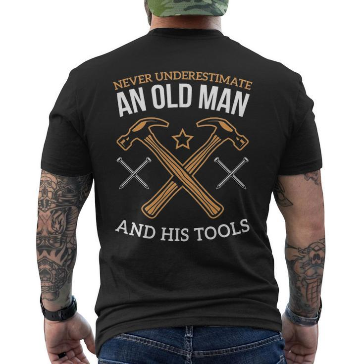 Old Man And His Tools Woodworking Carpenters Men's T-shirt Back Print