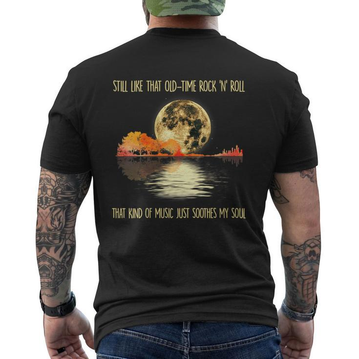 Still Like That Old Time Rock N Roll Guitar Moon Tree Hippie Men's T-shirt Back Print