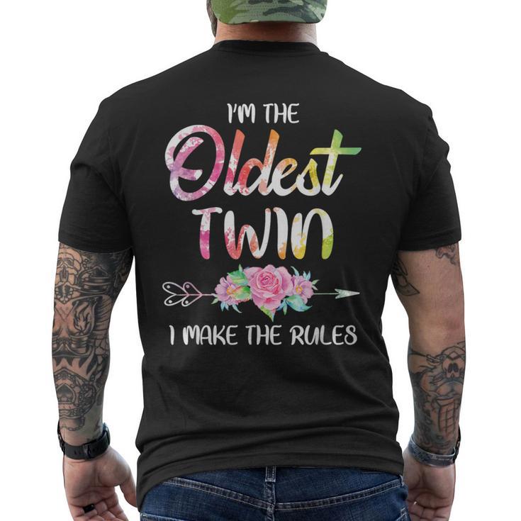 Oldest Twin Sibling Birthday Twins Matching Men's T-shirt Back Print