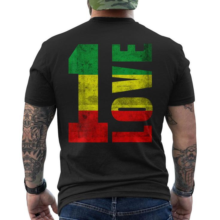 One Love Rasta Reggae Jamaican Pride Positivity Vintage Men's T-shirt Back Print