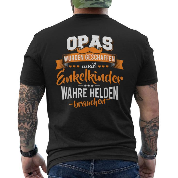 Opa Enkelkinder Helden Grandfather & Grandpapa Black T-Shirt mit Rückendruck