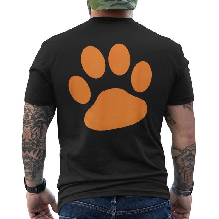 Orange Paw Print Men's T-shirt Back Print