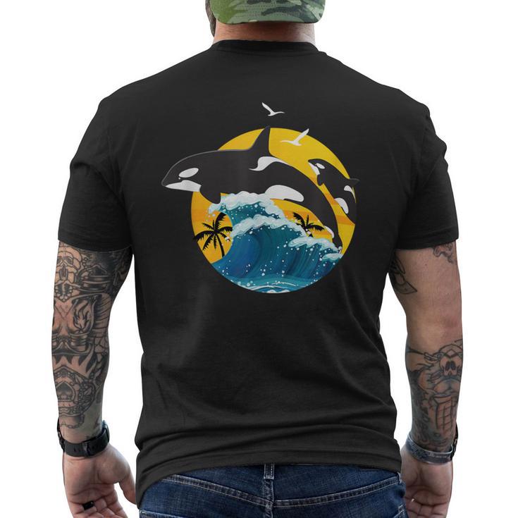 Orca Squad Whale Sunset Sea Animal Wildlife Boys & Girls Men's T-shirt Back Print