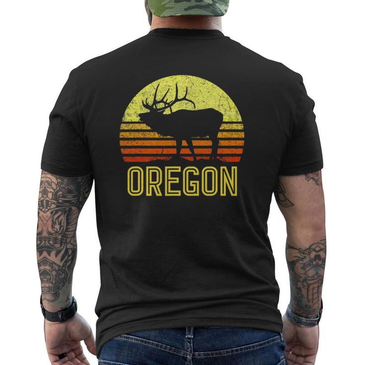 Oregon Elk Hunter Dad Vintage Retro Sun Bow Hunting Mens Back Print T-shirt