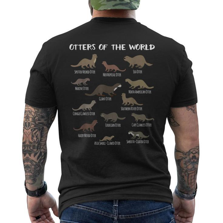 Otters Of The World Sea Otter Giant Otter Educational Men's T-shirt Back Print
