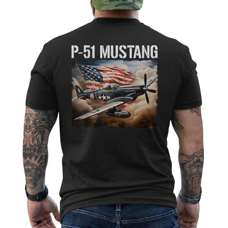 P-51 Mustang American Ww2 Fighter Airplane P-51 Mustang Men's T-shirt Back Print