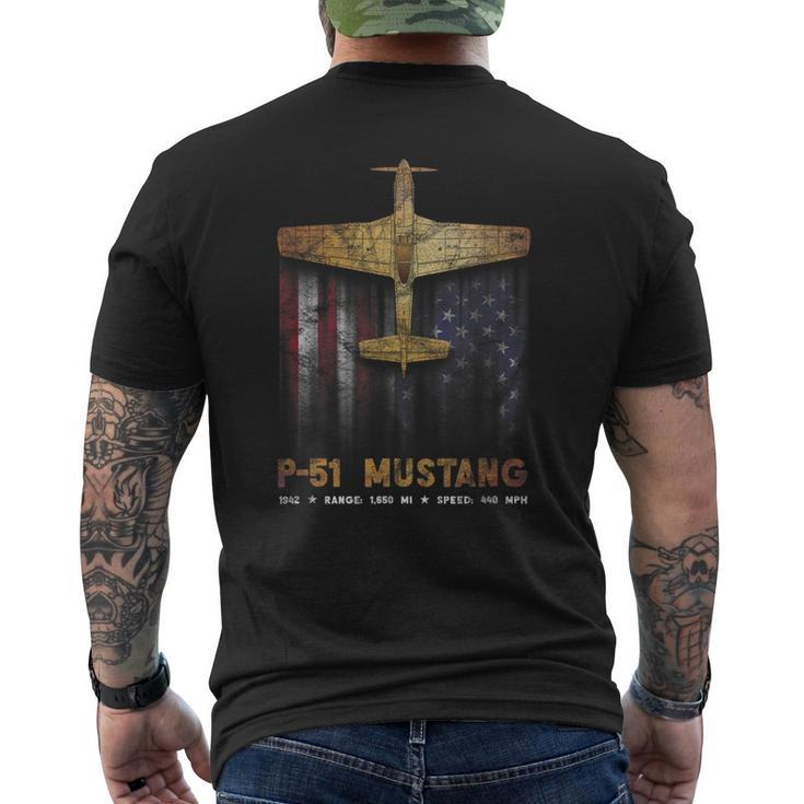 P-51 Mustang Wwii Fighter Plane Men's T-shirt Back Print