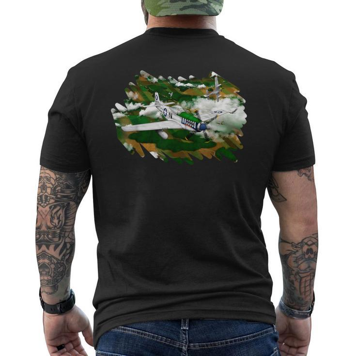 P51 Mustang Vintage Machine Veteran Pilot Men's T-shirt Back Print