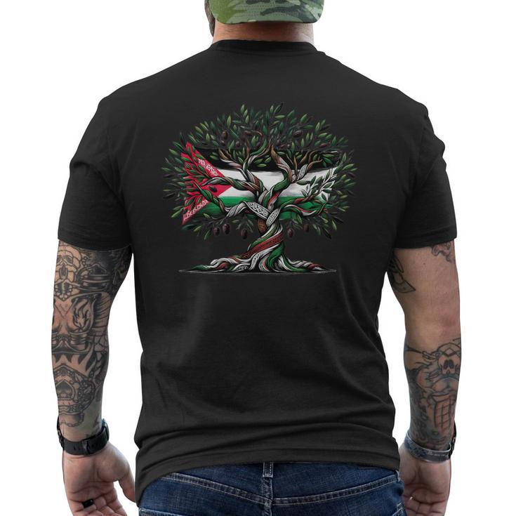 Palestine Olive Tree With Flag Men's T-shirt Back Print
