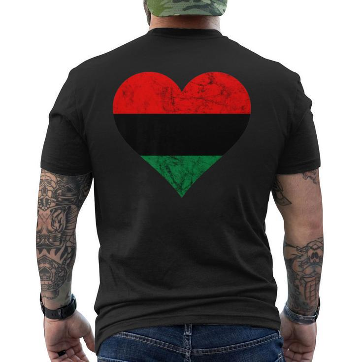 Pan African Heart Unia Flag Afro American Black Liberation Men's T-shirt Back Print