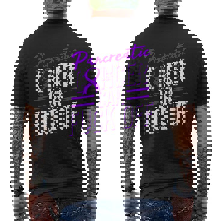 Pancreatic Cancer Fuck Off Purple Ribbon Support Men's T-shirt Back Print
