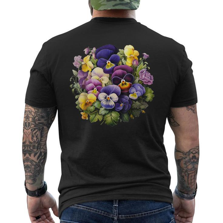 Pansies Flowers Pansy Lover Gardening Gardener Men's T-shirt Back Print