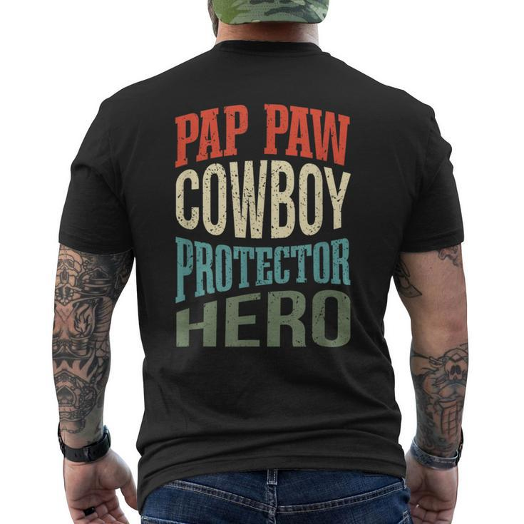 Pap Paw Cowboy Protector Hero Grandpa Profession Men's T-shirt Back Print