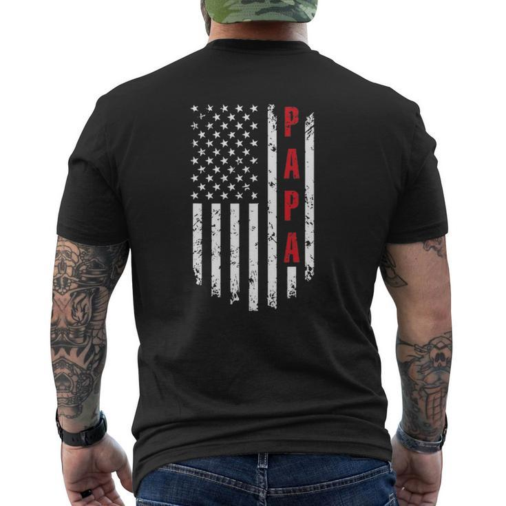 Papa American Flag Tee For Fathers Day Mens Back Print T-shirt