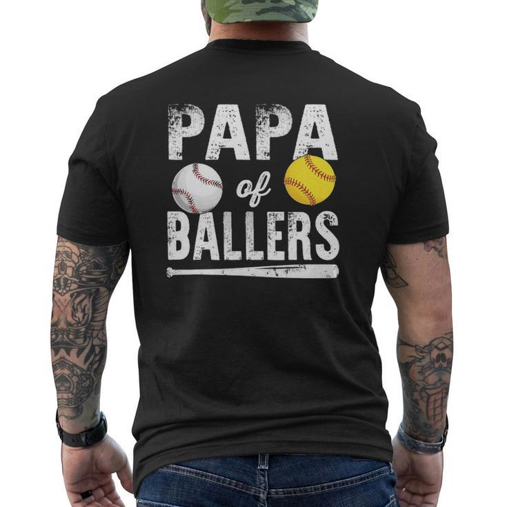 Papa Of Ballers Baseball Softball Mens Back Print T-shirt