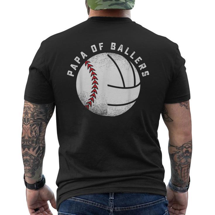 Papa Baseballolleyball Spieler Tochter Sohn Sport Team Dad T-Shirt mit Rückendruck