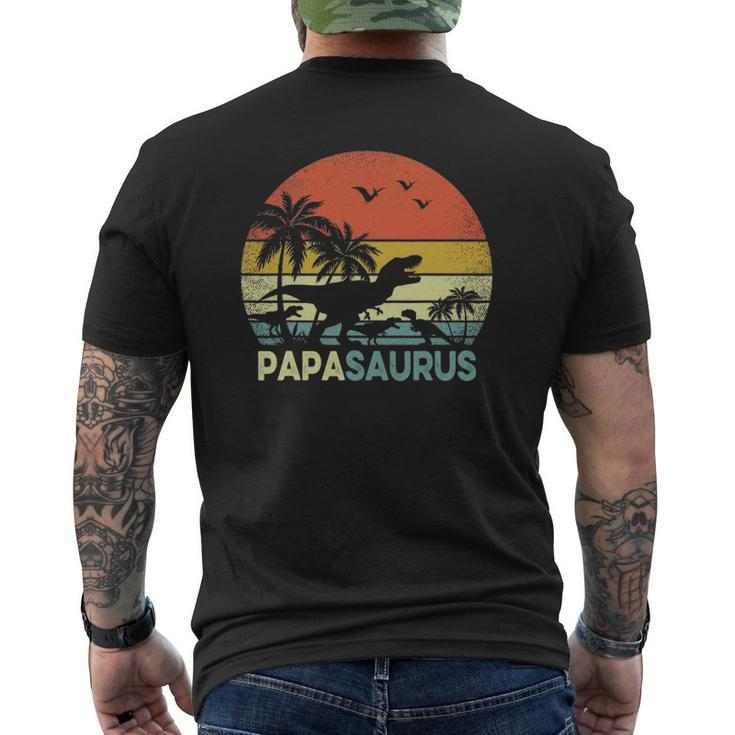 Papa Dinosaur Papasaurus 3 Three Kids Father's Day Mens Back Print T-shirt