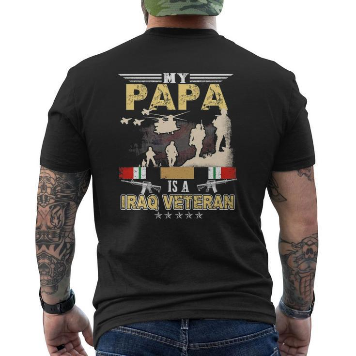My Papa Is A Iraq Veteran Proud Us Veteran Fathers Day Mens Back Print T-shirt