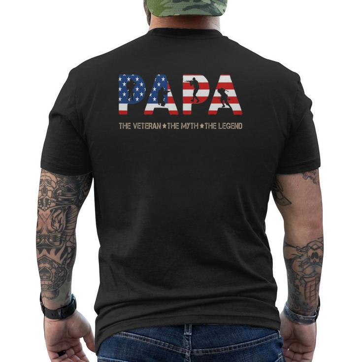 Papa The Veteran The Myth The Legend Mens Back Print T-shirt