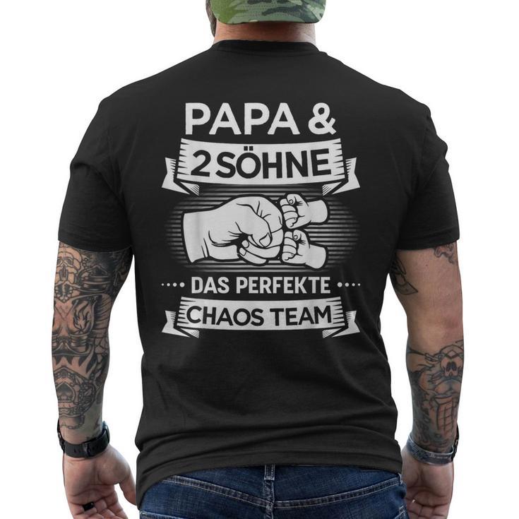 Papa Zwei Jungs Chaos Team Fürateron 2 Söhnenatertag T-Shirt mit Rückendruck