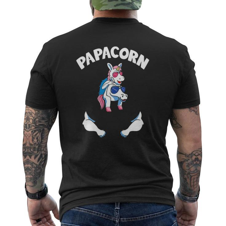 Papacorn 1 Kid Papa Pink Unicorn Father Daughter Mens Back Print T-shirt