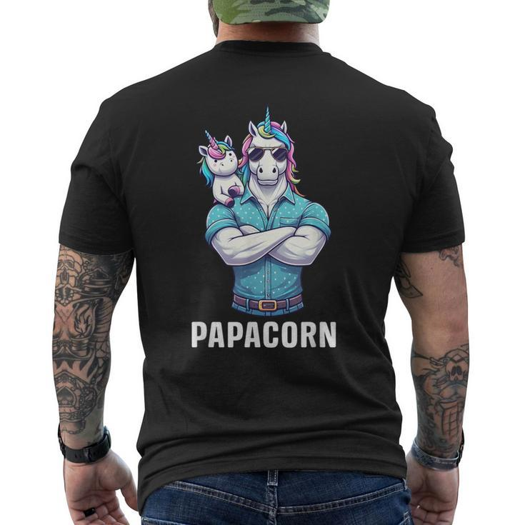 Papacorn Papa Tochter Einhörner Bodybuilding Vater Vatertag T-Shirt mit Rückendruck
