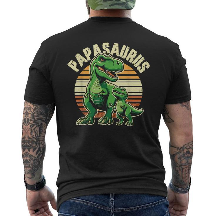 PapasaurusRex Dinosaur Papa Saurus Father's Day Retro Men's T-shirt Back Print