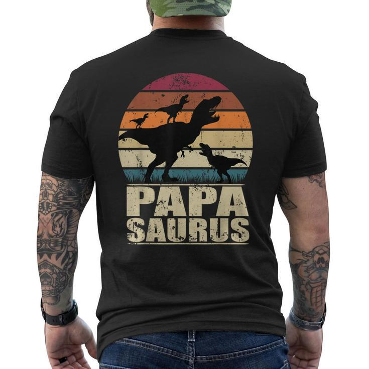 Papasaurus T Rex Dinosaur Triplet Dino Daddy Papa Saurus Men's T-shirt Back Print