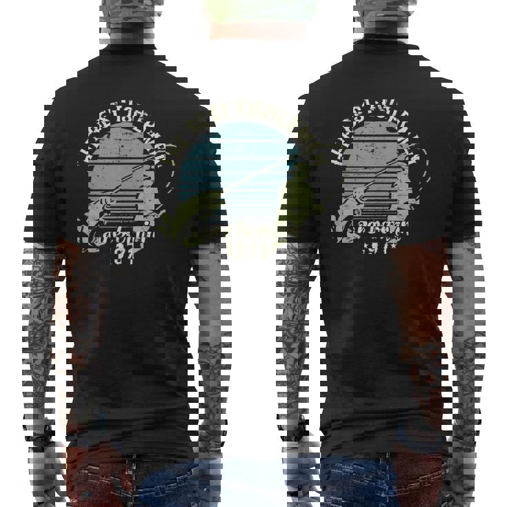 Para Hombre De 50 Cumpleaños De Los Mejores Pescadores Nacidos En 1971 Pesca Camiseta Hombre Estampado Espalda
