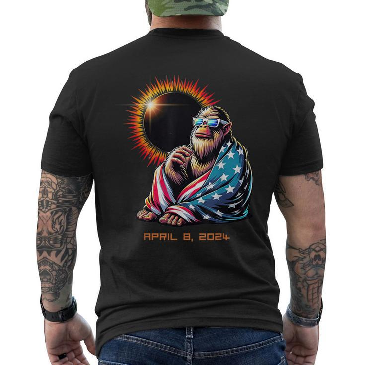 Patriotic Bigfoot Sasquatch Lovers Total Solar Eclipse 2024 Men's T-shirt Back Print