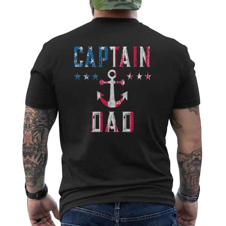 Patriotic Captain Dad American Flag Boat Owner 4Th Of July Mens Back Print T-shirt