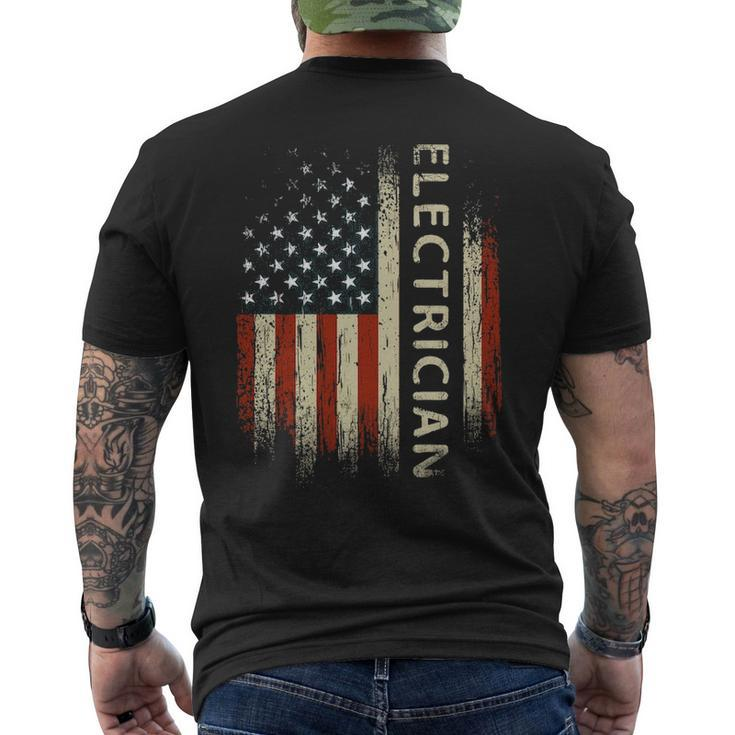 Patriotic Electrician American Usa Flag Men's T-shirt Back Print