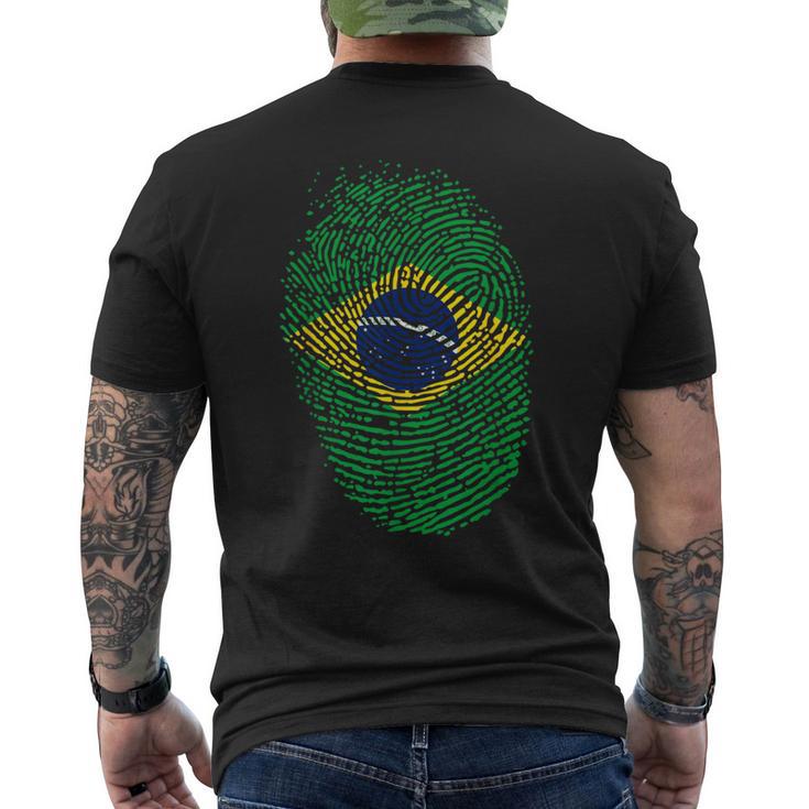 Patriotic Fingerprint Brazil Brazilian Flag Men's T-shirt Back Print