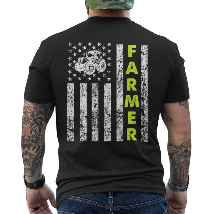 Patriotic Tractor Flag Farmer Men's T-shirt Back Print