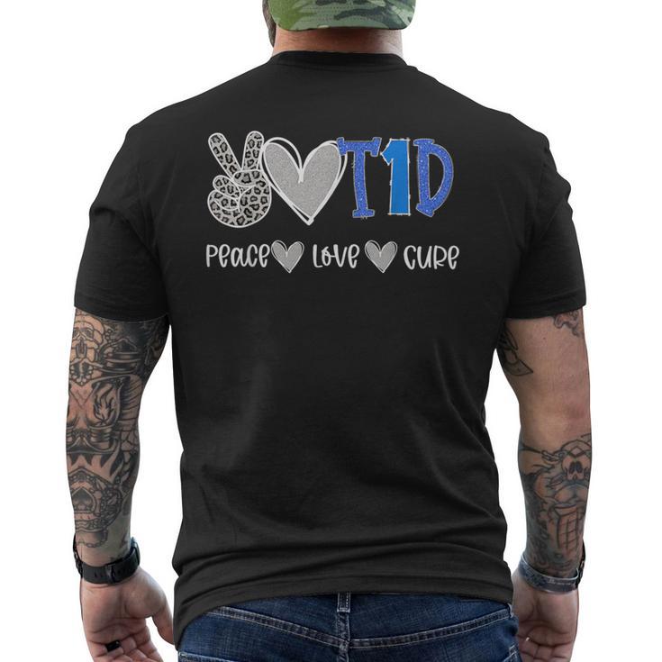 Peace Love Cure Type One Diabetes Awareness T1d Men's T-shirt Back Print